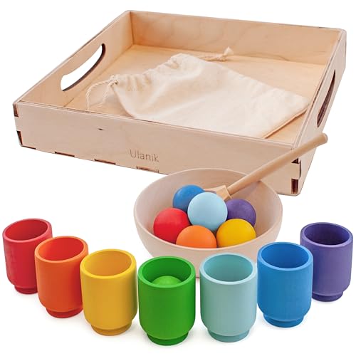 Ulanik Regenbogen Bälle in Tassen Montessori Spielzeug Holz Sorter Spiel 7 Bälle 30mm Alter 1+ Farbe Sortierung und Zählen Vorschule Lernen Bildung Ulanik Regenbogen Bälle in Tassen Montessori Spielzeug Holz Sorter Spiel 7 Bälle 30mm Alter 1+ Farbe Sortierung und Zählen Vorschule Lernen Bildung von Ulanik