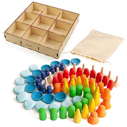 Ulanik Regenbogenmuster Bauset Holz Montessori Spielzeug Sortierspiel 80 Figuren Alter 3+ Farbsortierung und Zählen Lernspielzeug für Vorschule Ulanik Regenbogenmuster Bauset Holz Montessori Spielzeug Sortierspiel 80 Figuren Alter 3+ Farbsortierung und Zählen Lernspielzeug für Vorschule von Ulanik