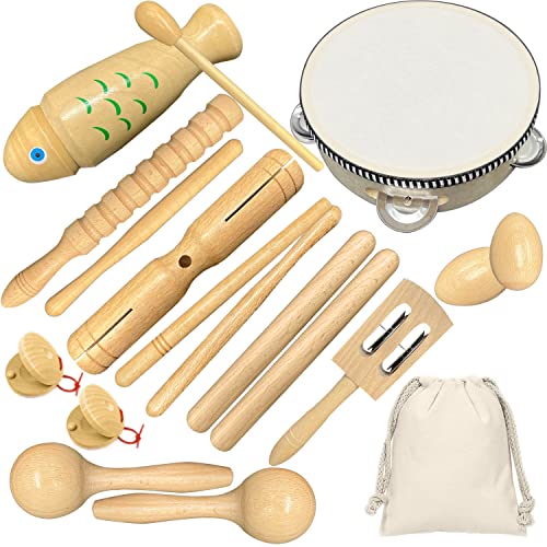 Holz Musikinstrumente Set für Kinder, Kleinkinder und Baby, Ulifeme 17 Stück Instrumente Kinderspielzeug Ab 3 Jahre, Reines Holz Percussion Musikinstrumente Spielzeug & Musik Rhythmus Instruments Set Holz Musikinstrumente Set für Kinder, Kleinkinder und Baby, Ulifeme 17 Stück Instrumente Kinderspielzeug Ab 3 Jahre, Reines Holz Percussion Musikinstrumente Spielzeug & Musik Rhythmus Instruments Set von Ulifeme