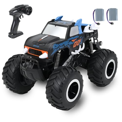 Ulikey 4WD Ferngesteuertes Auto, 2,4 GHz Ferngesteuerter Monstertruck, RC Geländewagen Wasserdicht mit 3 Batterien, Amphibisches, All Terrain Offroad RC, 360° Drift, Geschenk für Kinder ab 6+ (Blau) von Ulikey