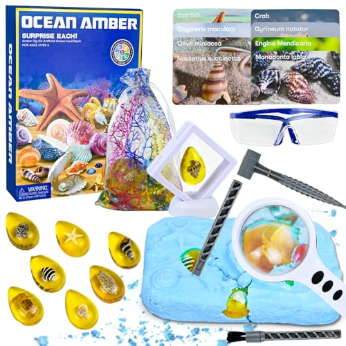Ulikey Bernstein Ausgrabungsset für Kinder, Meeresleben Fossilien Ausgrabungsset Experimente für Kinder ab 6 7 8 9 10 11 12 Jahren, Archäologie Ausgraben mit 12 Meerestiere Figuren für Jungen Mädchen Ulikey Bernstein Ausgrabungsset für Kinder, Meeresleben Fossilien Ausgrabungsset Experimente für Kinder ab 6 7 8 9 10 11 12 Jahren, Archäologie Ausgraben mit 12 Meerestiere Figuren für Jungen Mädchen von Ulikey