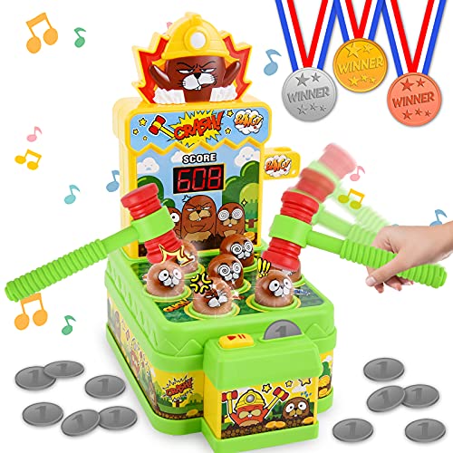 Ulikey Hämmern Maulwurf Spiel, Schlag den Maulwur, Whack Spiel mit 2 Hämmern+12 Spielmünzen, Elektronisches Mini Arcade Spielzeug Münzspiel Weihnachten Geschenk für Kleinkinder im Alter von 3-6 Jahren Ulikey Hämmern Maulwurf Spiel, Schlag den Maulwur, Whack Spiel mit 2 Hämmern+12 Spielmünzen, Elektronisches Mini Arcade Spielzeug Münzspiel Weihnachten Geschenk für Kleinkinder im Alter von 3-6 Jahren von Ulikey