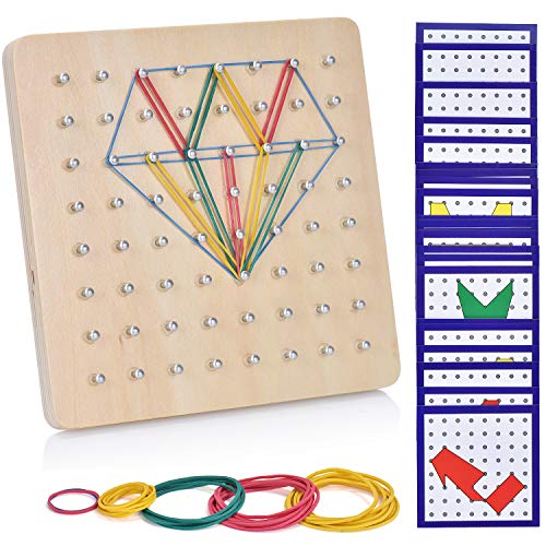 Ulikey Holz Geoboard Montessori Spielzeug Set Geometriebrett Montessori Peg Board Form Puzzle STEM Lernspielzeug, Inspirieren die Phantasie und Kreativität des Kinders Geschenk für Kinder von Ulikey