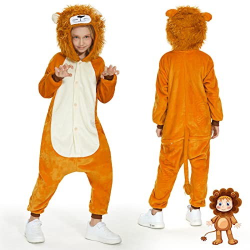 Ulikey Löwen Kostüm für Kinder, Löwen Onesie Kostüm für Jungen und Mädchen, Löwe Kostüme für Fasching Ostern Karnevalskostüme, Löwen Tiere Lustige Kostüme Cosplay für Deine Partys (130cm) von Ulikey