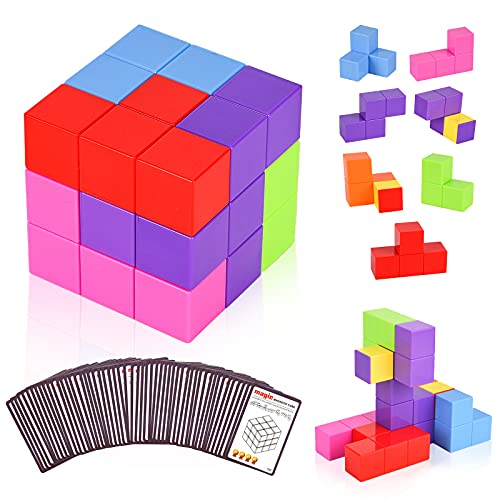 Ulikey Magnetische Bausteine Würfel, Bausteine Spielwaren für Kinder mit 54 Smarte Cards Teile Puzzles Gehirn Training Intelligenz Stressabbau Spielzeug Spiele, Quadratische Würfel von Ulikey