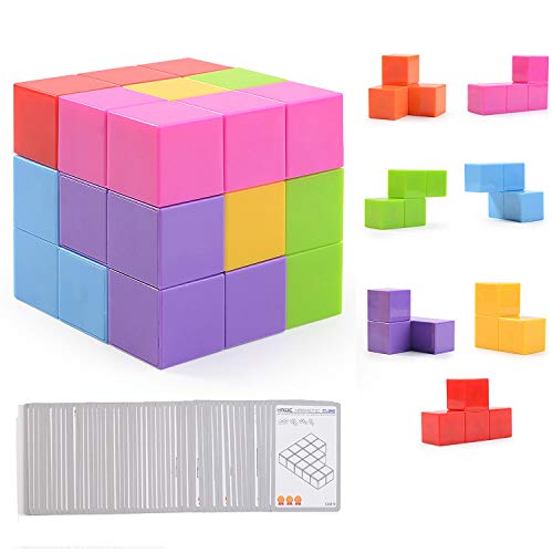 Ulikey Magnetische Bausteine Würfel, Bausteine Spielwaren für Kinder mit 54 Smarte Cards Teile Puzzles Gehirn Training Intelligenz Stressabbau Spielzeug Spiele, Quadratische Würfel von Ulikey