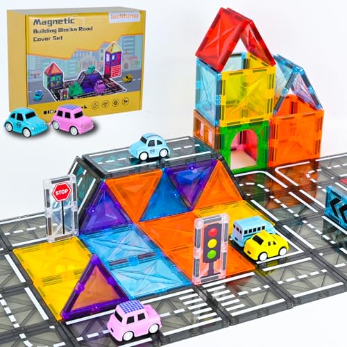 Ulikey Magnetischen Fliesen Kinderspielzeug, 64 Teiliges Magnetische Blöcke Straßenaufsatz-Set mit Autospielzeug, Magnetspiel Baukasten Magnetisches Spielzeug Lernaktivitäten Geschenk für Alter 3-8 Ulikey Magnetischen Fliesen Kinderspielzeug, 64 Teiliges Magnetische Blöcke Straßenaufsatz-Set mit Autospielzeug, Magnetspiel Baukasten Magnetisches Spielzeug Lernaktivitäten Geschenk für Alter 3-8 von Ulikey