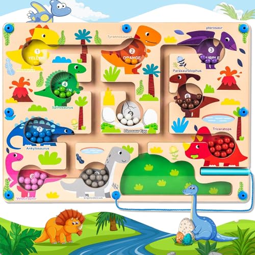 Ulikey Montessori Spielzeug Magnetspiel Labyrinth, Labyrinth Dinosaurier Holzspielzeug, Zahlen Farben Lernen Sortierspiel Busy Board, Lernspiele Motorikspielzeug Geschenk für Kinder ab 3 Jahre Ulikey Montessori Spielzeug Magnetspiel Labyrinth, Labyrinth Dinosaurier Holzspielzeug, Zahlen Farben Lernen Sortierspiel Busy Board, Lernspiele Motorikspielzeug Geschenk für Kinder ab 3 Jahre von Ulikey