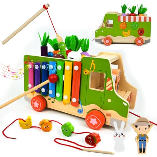 Ulikey Montessori Spielzeug ab 2 3 Jahr, 8 in 1 Holzspielzeug Baby Hammerspiel, Holz Montessori Musik Spielzeug mit Xylophon, Angelspiel Lernspielzeug Motorikspielzeug mit Karotte Zahnräder Ulikey Montessori Spielzeug ab 2 3 Jahr, 8 in 1 Holzspielzeug Baby Hammerspiel, Holz Montessori Musik Spielzeug mit Xylophon, Angelspiel Lernspielzeug Motorikspielzeug mit Karotte Zahnräder von Ulikey