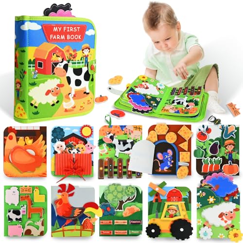 Ulikey Quiet Book Montessori Spielzeug Kleinkinder, Bauernhof Buch mit Klappen aus Weichem Tuch, Sensorische Busy Board Lernspielzeug für Reise Auto Flugzeug, Geschenk für Junge Mädchen ab 3 Jahre Ulikey Quiet Book Montessori Spielzeug Kleinkinder, Bauernhof Buch mit Klappen aus Weichem Tuch, Sensorische Busy Board Lernspielzeug für Reise Auto Flugzeug, Geschenk für Junge Mädchen ab 3 Jahre von Ulikey