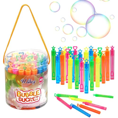 Ulikey Seifenblasen Kinder, 40 Stück Stäbe Spielzeug, Bubble Geschenke Hochzeit Party Set für Garten Mitgebsel Kindergeburtstag Karneval von Ulikey