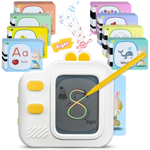 Ulikey Sprechende Lernkarten Englisch, Sprechende Flash-Karten mit LCD Schreibtablett, 120 Blätter 240 Wörter, Lernspiele Interaktive Spielzeug Geschenk für Kinder 2-4 Jahre, Erstes Lesen & Schreiben von Ulikey