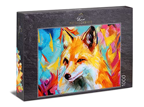 Puzzle „Bunter Fuchs“ – Modernes 1000 Teile Puzzle – Abstraktes Fuchs-Gemälde als zeitgemäßes Tier-Puzzlemotiv - EIN farbenfrohes Trend-Puzzle von Ulmer Puzzleschmiede