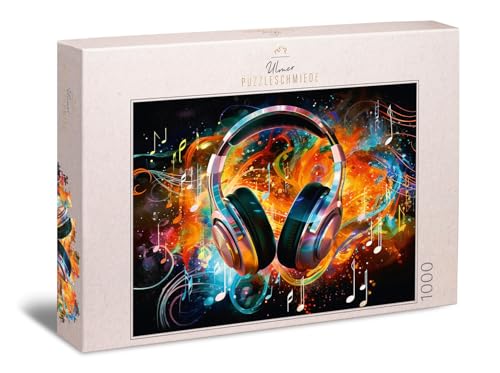 Ulmer Puzzleschmiede - 1000 Teile Puzzle Sound-Effekte - Lebendiges Kunstwerk mit Musik in Farben, energiegeladen und kreativ - Qualität Made in Germany von Ulmer Puzzleschmiede