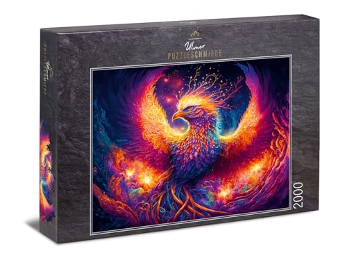 Ulmer Puzzleschmiede - 2000 Teile Puzzle „Phoenix“ - Der mythische Vogel als effektvolles Puzzlemotiv aus der Kollektion Farben & Fantasy von Ulmer Puzzleschmiede