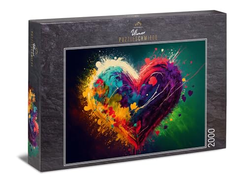 Ulmer Puzzleschmiede - Herz-Puzzle Colors of Love - Farbenreiche Herz-Illustration als 2000 Teile Puzzle - Knalliges Puzzlemotiv aus der Puzzle-Kollektion Farben & Fantasy Ulmer Puzzleschmiede - Herz-Puzzle Colors of Love - Farbenreiche Herz-Illustration als 2000 Teile Puzzle - Knalliges Puzzlemotiv aus der Puzzle-Kollektion Farben & Fantasy von Ulmer Puzzleschmiede