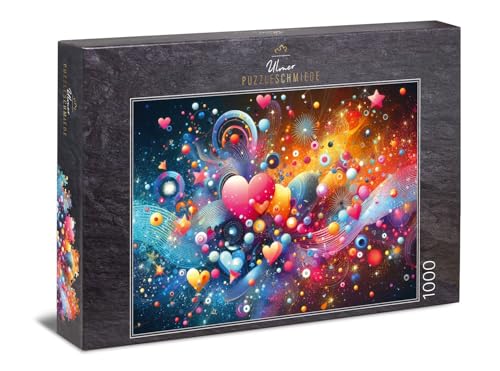 Ulmer Puzzleschmiede - Herzpuzzle Happiness“ - Buntes und farbenfrohes 1000 Teile Puzzle mit Herzen und abstrakten Formen in Rot, Gelb und Blau - Qualität Made in Germany Ulmer Puzzleschmiede - Herzpuzzle Happiness“ - Buntes und farbenfrohes 1000 Teile Puzzle mit Herzen und abstrakten Formen in Rot, Gelb und Blau - Qualität Made in Germany von Ulmer Puzzleschmiede