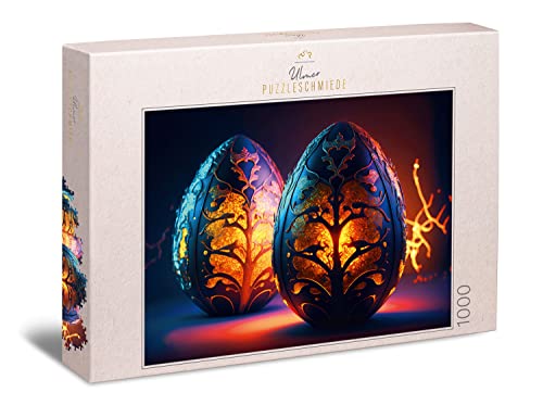 Ulmer Puzzleschmiede - Puzzle „Drachenei“ - Fantastisches Puzzle mit 1000 Teilen - anspruchsvolles Drachen-Motiv für Erwachsene - aus der Puzzle-Kollektion Farben & Fantasy, Qualität Made in Germany von Ulmer Puzzleschmiede