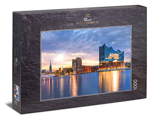 Ulmer Puzzleschmiede - Puzzle „Elphi“ - klassisches 1000 Teile Puzzle - die Elbphilharmonie in Hamburg – Konzerthalle und Wahrzeichen an der Elbe im Hafen der Hansestadt Hamburg, Norddeutschland von Ulmer Puzzleschmiede