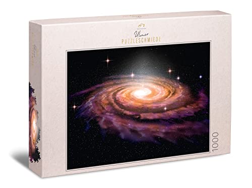 Ulmer Puzzleschmiede - Puzzle „Galaxie“ - Puzzle 1000 Teile Weltall & Universum, Made in Germany - Spektakuläre Spiral-Galaxie als 3D-Illustration - Andromeda-Nebel, Astronomie, Galaxy, Deep Space von Ulmer Puzzleschmiede