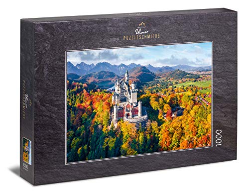 Ulmer Puzzleschmiede - Puzzle „Königsträume“ – Klassisches 1000 Teile Puzzle – Puzzlemotiv vom Märchenschloss Neuschwanstein, Schloss des Märchenkönigs Ludwig II von Bayern von Ulmer Puzzleschmiede