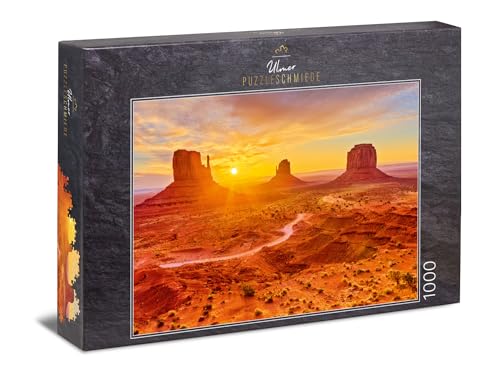 Ulmer Puzzleschmiede - Puzzle „Monument Valley“ - Klassisches 1000 Teile Landscape-Puzzle, Made in Germany – Puzzlemotiv der berühmten Wild-West-Landschaft in den USA von Ulmer Puzzleschmiede