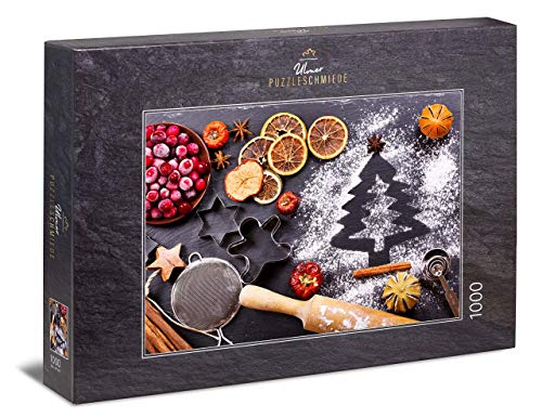 Ulmer Puzzleschmiede - Puzzle Winter-Genuss - Klassisches 1000 Teile Puzzle für die kalte Jahreszeit - Motiv aus der Weihnachtsbäckerei fürs Puzzeln im Kerzenschein von Ulmer Puzzleschmiede