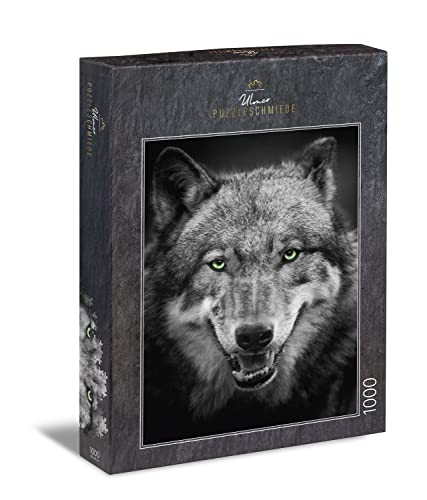 Ulmer Puzzleschmiede - Wolf-Puzzle „Canis Lupus“ – Klassisches 1000 Teile Puzzle – Puzzlemotiv Grauer Wolf als Tierportrait - das Tier-Puzzle für Wölfe-Fans von Ulmer Puzzleschmiede