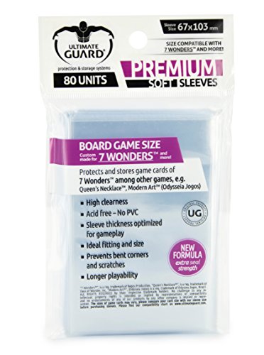 Ultimate Guard UGD010278 Premium Soft Sleeves für Brettspielkarten 7 Wonders Kartenhüllen, Transparent von Ultimate Guard