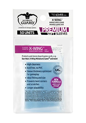 Ultimate Guard UGD010476 - Premium Soft Sleeves für Brettspielkarten X-Wing TM Miniatures Game 50, transparent von Ultimate Guard