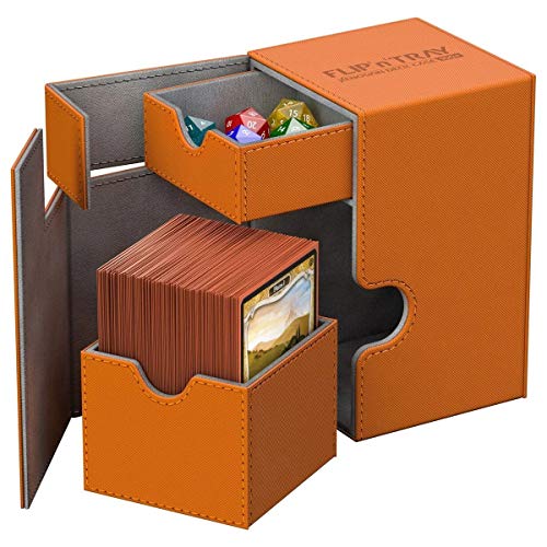 Ultimate Guard UGD010780 Flip´n´Tray Deck Case 80+ Standardgröße XenoSkin Kartenbox, Graues Innenfutter, Orange von Ultimate Guard