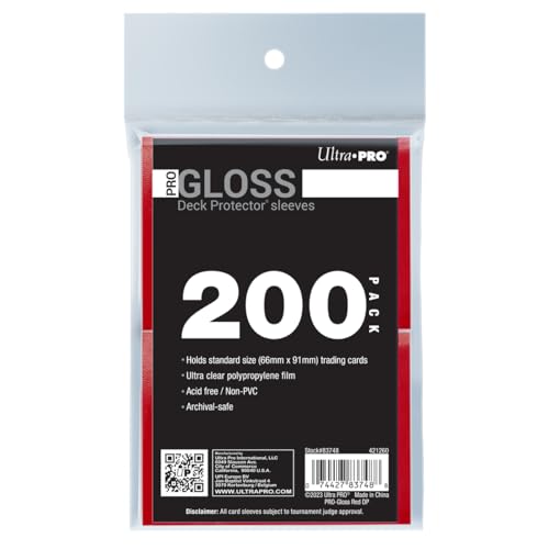 Ultra PRO - 200 ct rote PRO-Gloss Standard-Kartenhülle Deckschutz, schützen und lagern Sammlerstücke, Sport, MTG, D&D-Karten von Ultra Pro