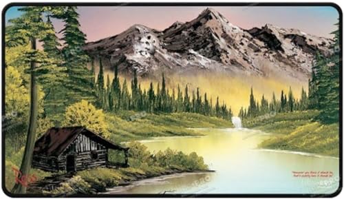 Ultra PRO - Bob Ross Mountain Retreat Black Stitched Playmat, Gaming Mat, Card Games, Tabletop Game Accessories, Oversize Mousepad, Office, Bob Ross Art Collectible, Non-Slip Playmat, Gaming Ultra PRO - Bob Ross Mountain Retreat Black Stitched Playmat, Gaming Mat, Card Games, Tabletop Game Accessories, Oversize Mousepad, Office, Bob Ross Art Collectible, Non-Slip Playmat, Gaming von Ultra Pro