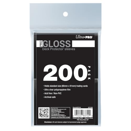 Ultra PRO Pro-Gloss-Standard-Kartenhüllen, 200 Stück, schwarz, schützt und speichert Sammlerstücke, Sport, MTG, D&D-Karten, Standardgröße, hochklare, glänzende Oberfläche Ultra PRO Pro-Gloss-Standard-Kartenhüllen, 200 Stück, schwarz, schützt und speichert Sammlerstücke, Sport, MTG, D&D-Karten, Standardgröße, hochklare, glänzende Oberfläche von Ultra Pro