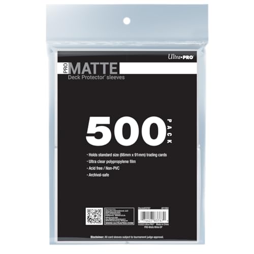 Ultra PRO Pro-Matte Standard-Kartenhüllen, 500 Karat, zum Schutz und Aufbewahren von Sammlerstücken, Sport, MTG, D&D-Kartengrößen, hohe Klarheit, matte Oberfläche Ultra PRO Pro-Matte Standard-Kartenhüllen, 500 Karat, zum Schutz und Aufbewahren von Sammlerstücken, Sport, MTG, D&D-Kartengrößen, hohe Klarheit, matte Oberfläche von Ultra Pro