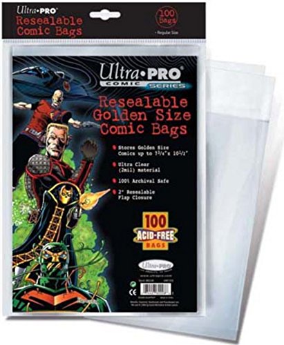 Ultra Pro up82228 Pro Golden Wiederverschließbare Comic-Taschen, 19,7 x 26,7 cm Ultra Pro up82228 Pro Golden Wiederverschließbare Comic-Taschen, 19,7 x 26,7 cm von Ultra Pro