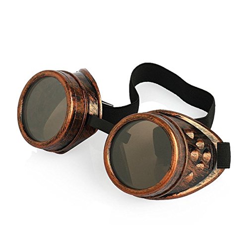 Ultra Bronze mit Braunen Gläsern Steampunk-Brille Herren-Damen Cyber-Brille Viktorianischer Punk Schweißen Cosplay-Brille Goth, Rustikal Niet Runde Brille Fliegende Brille Kostüm-Pilotenbrille Ultra Bronze mit Braunen Gläsern Steampunk-Brille Herren-Damen Cyber-Brille Viktorianischer Punk Schweißen Cosplay-Brille Goth, Rustikal Niet Runde Brille Fliegende Brille Kostüm-Pilotenbrille von UltraByEasyPeasyStore