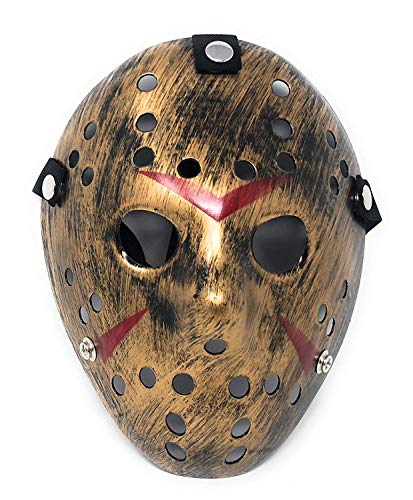 Ultra Gold Erwachsene Maske Halloween Killermaske Hockey Maske Festival Hacker Masken Kostüm Kostüm vS Cosplay Horror Herren Damen Halloween Scary Gesichtsmaske Erwachsenenmasken Kindermasken von UltraByEasyPeasyStore