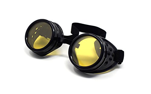 Ultra Schwarz mit Gelben Linsen Nieten Steampunk Brille Herren Damen Cyberbrille Viktorianisch Punk Schweißen Cosplay Brille Goth Rustikale Niete Runde Brille Fliegende Brille Fancy Dress Ultra Schwarz mit Gelben Linsen Nieten Steampunk Brille Herren Damen Cyberbrille Viktorianisch Punk Schweißen Cosplay Brille Goth Rustikale Niete Runde Brille Fliegende Brille Fancy Dress von UltraByEasyPeasyStore