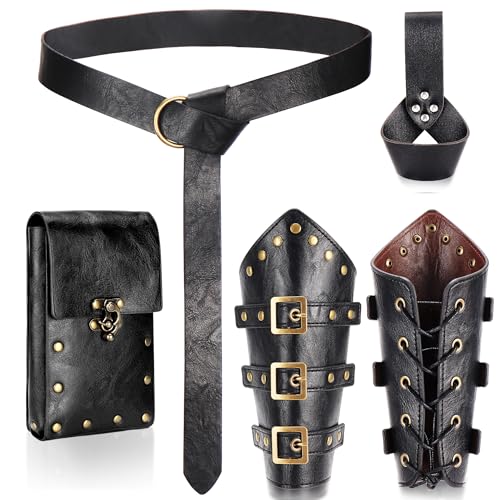 Ultrafun 4 Stück Renaissance-Accessoires Mittelalter Wikinger Gürteltasche Armschutz Schwert Frosch, schwarz 2, ‎Large von Ultrafun