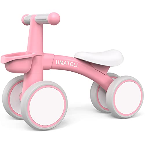 Umatoll Kinder Laufrad ab 1 Jahr, Spielzeug für 12-24 Monate, Baby Lauflernrad mit Korb für Jungen Mädchen, Geschenke für 1-jährige Geburtstag (Rosa) von Umatoll