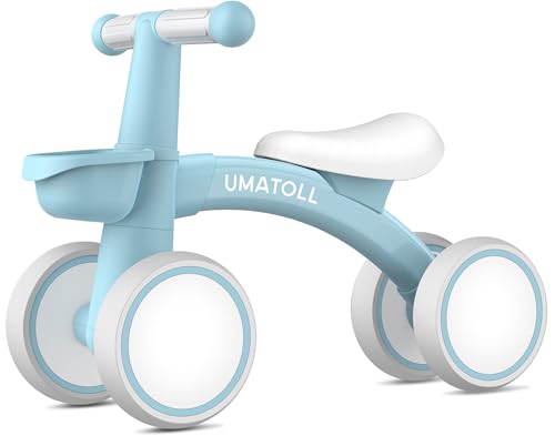 Umatoll Kinder Laufrad ab 1 Jahr, Spielzeug für 12-24 Monate, Baby Lauflernrad mit Korb für Jungen Mädchen, Geschenke für 1-jährige Geburtstag (Hellblau) von Umatoll