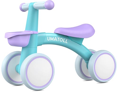Umatoll Kinder Laufrad ab 1 Jahr, Spielzeug für 12-24 Monate, Baby Lauflernrad mit Korb für Jungen Mädchen, Geschenke für 1-jährige Geburtstag (Lila Blau) von Umatoll