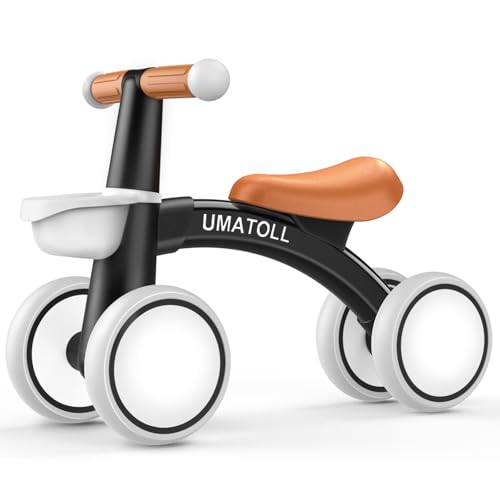 Umatoll Kinder Laufrad ab 1 Jahr, Spielzeug für 12-24 Monate, Baby Lauflernrad mit Korb für Jungen Mädchen, Geschenke für 1-jährige Geburtstag (Schwarz) von Umatoll