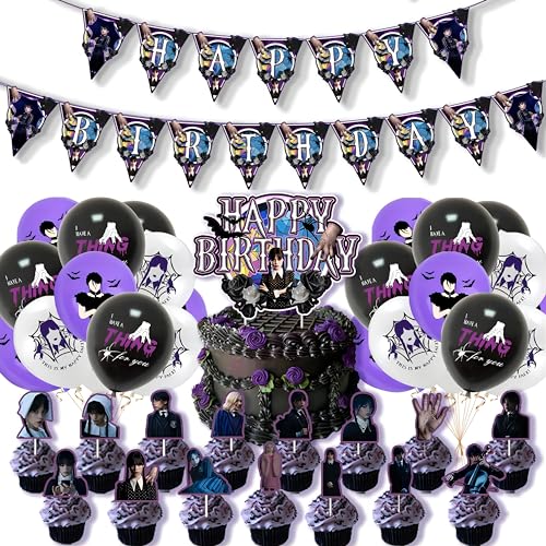 Addams Family Thing Wednesday Kinder Geburtstag Deko Ballon Set für Jungen für Mädchen Mittwoch Familiensache von Umbrean