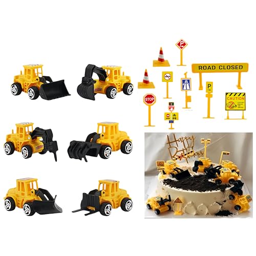 Baustelle für Tortendekoration,Spielzeugbagger und Baumaschinensatz mit 6 Fahrzeugen und Verkehrsschildern, Gelb,Baustelle Spielzeug Kuchen Deko Junge Baustelle für Tortendekoration,Spielzeugbagger und Baumaschinensatz mit 6 Fahrzeugen und Verkehrsschildern, Gelb,Baustelle Spielzeug Kuchen Deko Junge von Umbrean