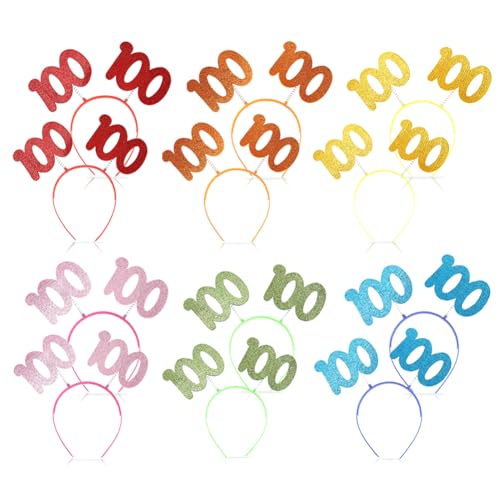 Umibow 12 Stück 100 Tage Schul-Stirnbänder, glitzernd, 100. Schultag, 100 Tage Haarreifen für Feiern, Party-Dekorationen von Umibow