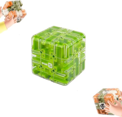 Large Labyrinth 3D Puzzles Maze Cube, 2-in-1 Kugellabyrinth Zauberwürfel Spielzeug, 3D Labyrinth Spiel Puzzle Spiel, Interaktives Würfel Labyrinthspiel, Lernspielzeug Geschenk (Grün) von Umikk