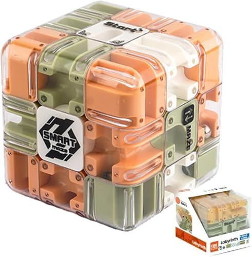 Large Labyrinth 3D Puzzles Maze Cube, 2-in-1 Kugellabyrinth Zauberwürfel Spielzeug, 3D Labyrinth Spiel Puzzle Spiel, Interaktives Würfel Labyrinthspiel, Lernspielzeug Geschenk (Orange-Grün) von Umikk