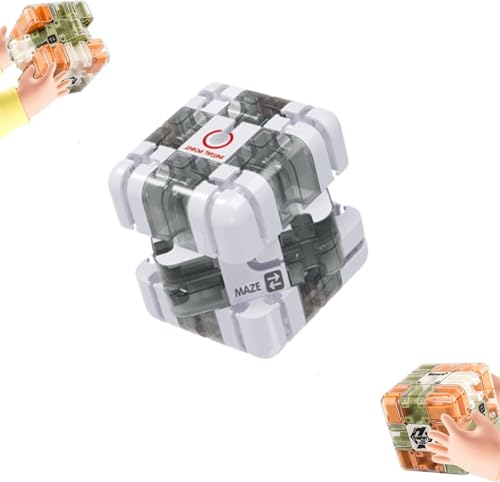 Large Labyrinth 3D Puzzles Maze Cube, 2-in-1 Kugellabyrinth Zauberwürfel Spielzeug, 3D Labyrinth Spiel Puzzle Spiel, Interaktives Würfel Labyrinthspiel, Lernspielzeug Geschenk (Weiß-Grau) von Umikk